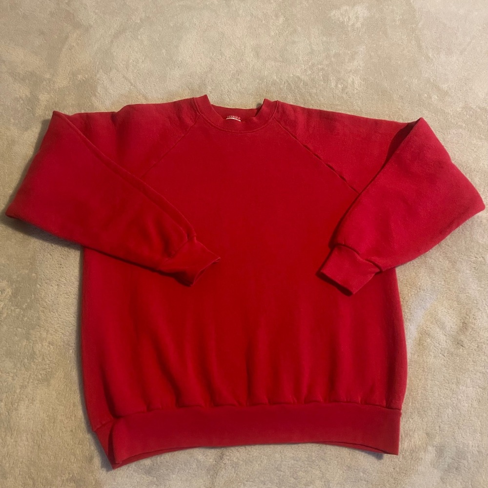 Vintage Fruit Of‎ The Loom Red Crewneck Sweatshirt Pullover Size L Womens 90s